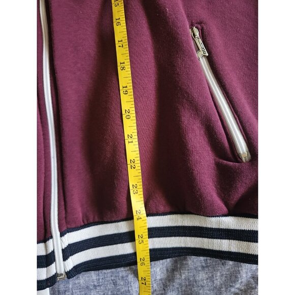 London England Varsity Full Zip Jacket (from UK) Size XL - Burgundy & Off White - Picture 11 of 12